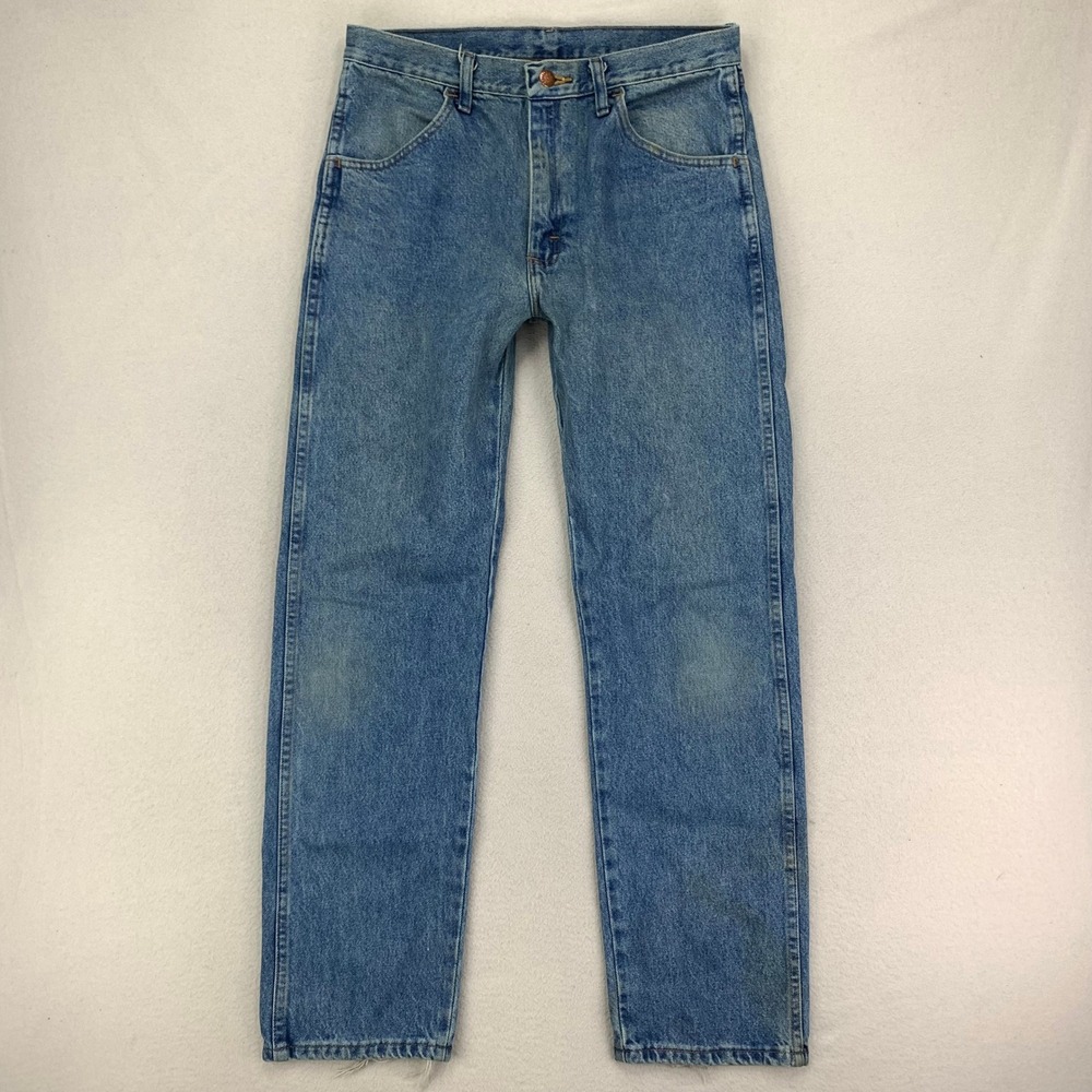 Rustler Jeans Mens 32x32 Faded Distressed Denim Regular Fit Straight Workwear